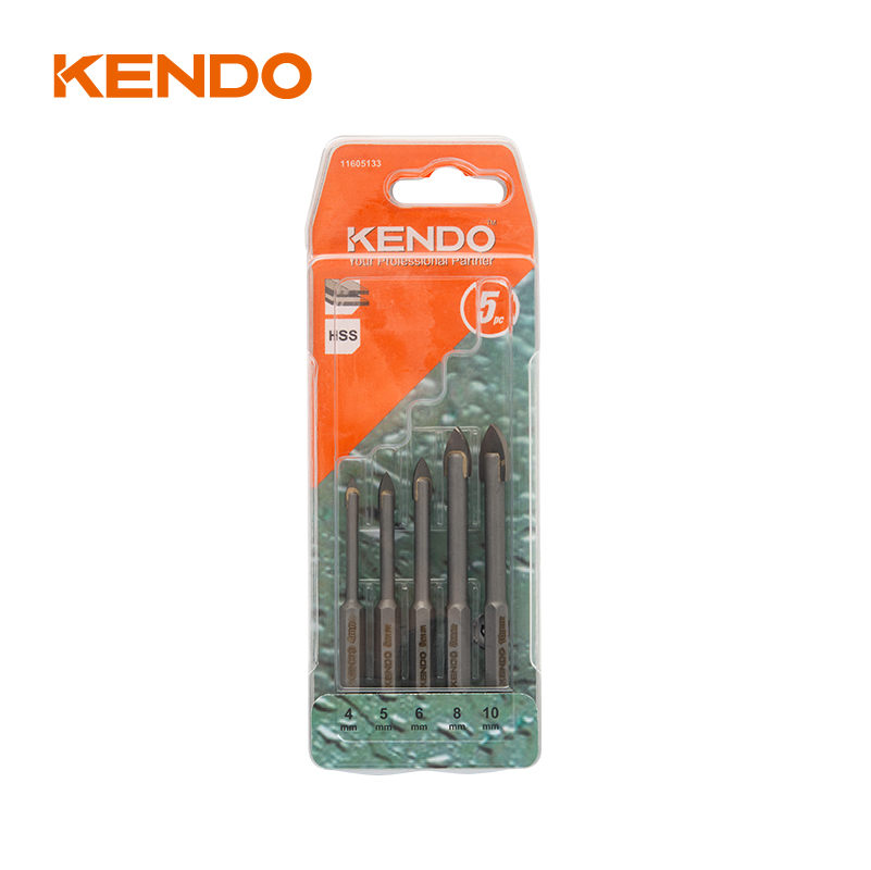 Juego de brocas para vidrio de 5 piezas, hexagonales. Vástago de cambio rápido