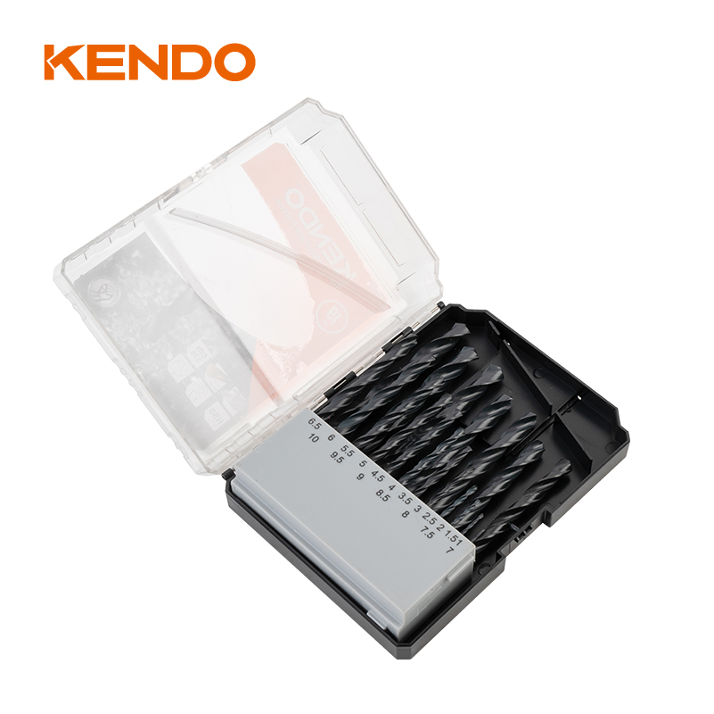 Broca helicoidal HSS de 19 piezas, acabado forjado y negro