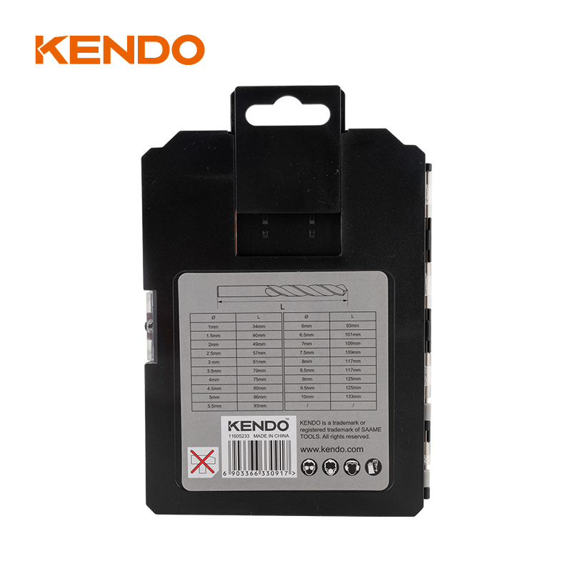 Broca helicoidal HSS de 19 piezas, acabado forjado y negro