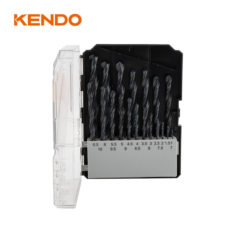 Broca helicoidal HSS de 19 piezas, acabado forjado y negro