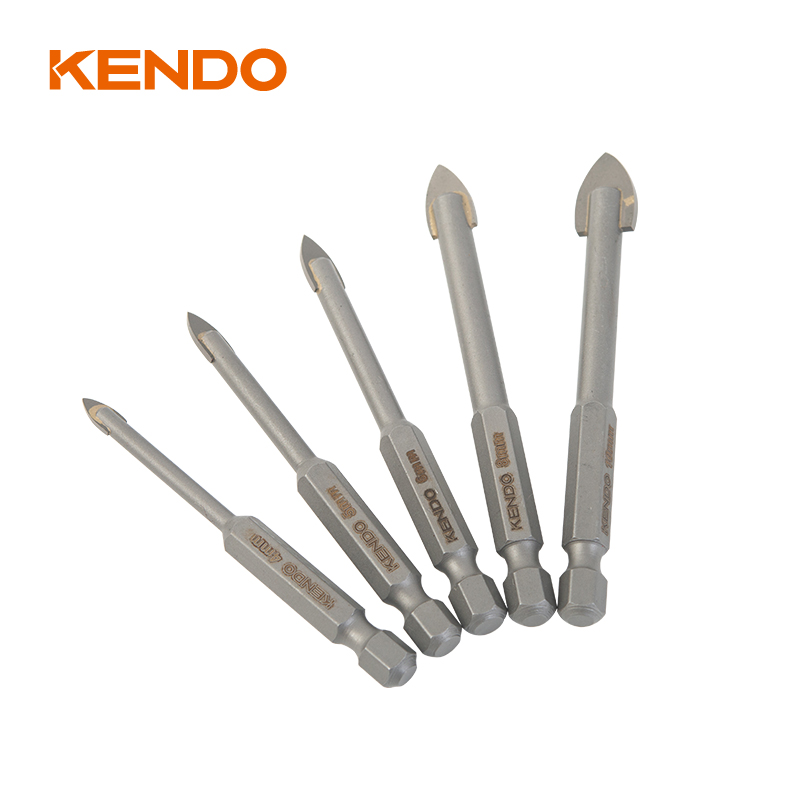 Juego de brocas para vidrio de 5 piezas, hexagonales. Vástago de cambio rápido