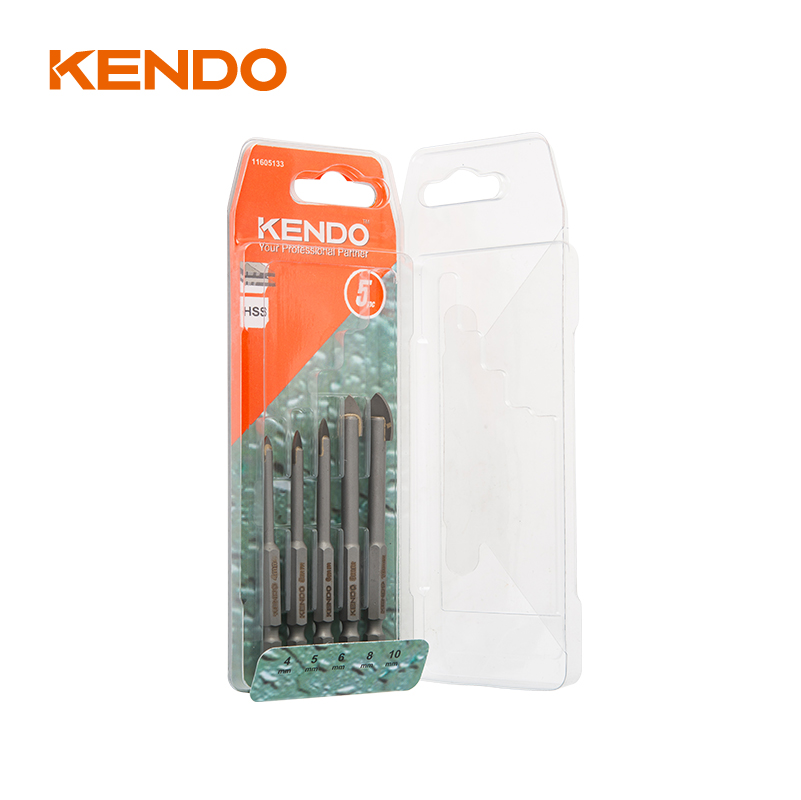 Juego de brocas para vidrio de 5 piezas, hexagonales. Vástago de cambio rápido