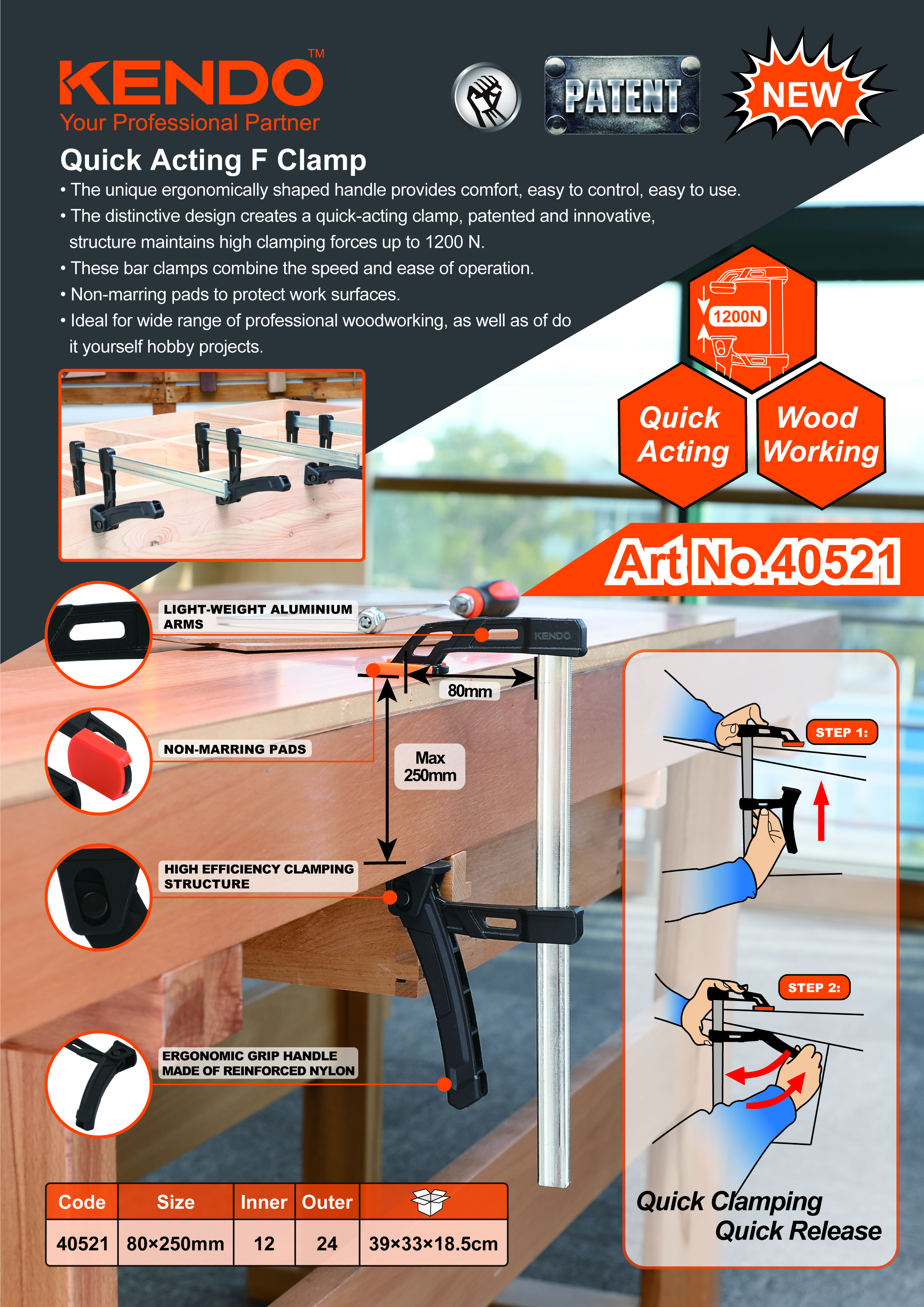 ¿Cuáles son las propiedades del material de la abrazadera F de acción rápida?