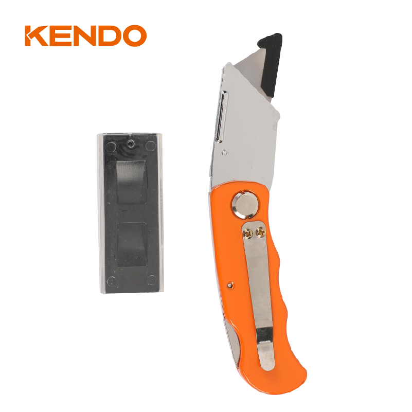 Cuchillo utilitario plegable de doble hoja con cuerpo de aluminio y hoja retráctil para cuchillas Sk5 Extra multifunción de 5 piezas en un estuche dispensador